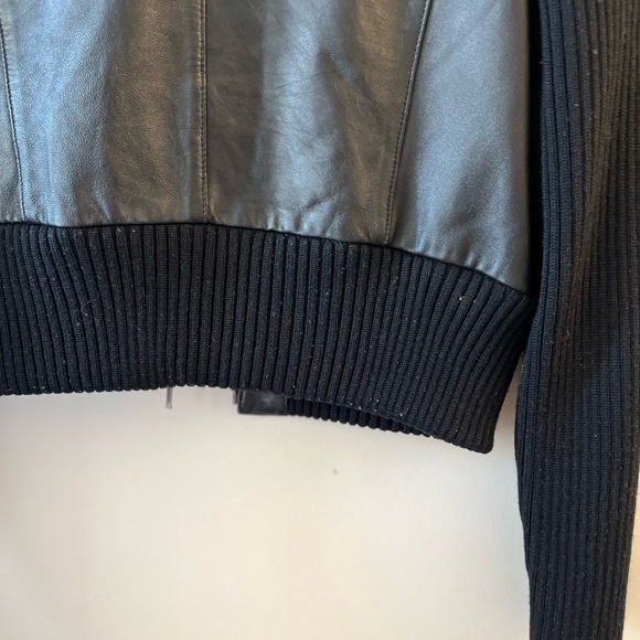 Tristan & Iseut Leather Jacket With Knit Ribbed Sleeves - Picture 10 of 15